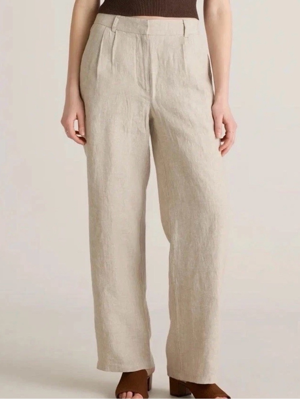 Quince 100% European Linen Pleated Trouser Size 16 Color Flax